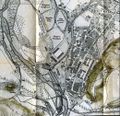 Stadtplan von 1864 mit verkleinerter Fürschlacht und zwei Salinenstadeln